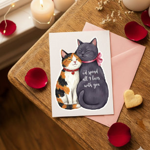Adorable Nine Lives Cats Valentine Cat Lover Holiday Card