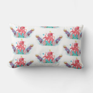 Adorable Ocean Octopus & Colourful Seashells  Lumbar Cushion
