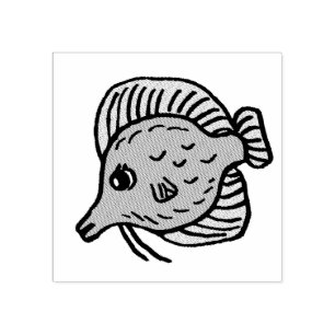 Adorable Ocean Tropical Fish Rubber Stamp