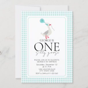 Adorable One Silly Goose Birthday Invitation