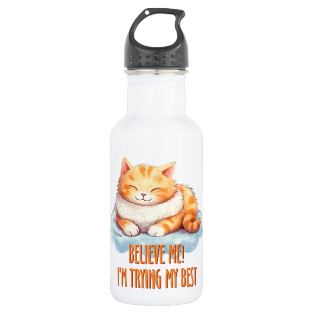 Adorable Orange Tabby Cat- I'm Trying My Best 532 Ml Water Bottle (Front)