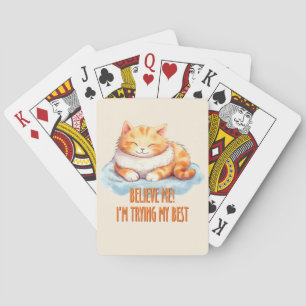 Adorable Orange Tabby Cat- I'm Trying My Best Playing Cards