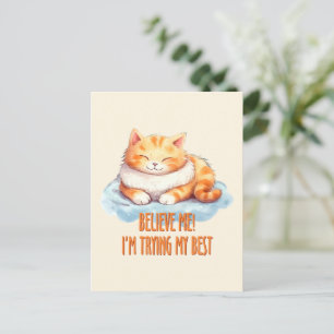 Adorable Orange Tabby Cat- I'm Trying My Best Postcard
