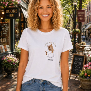 Adorable Orange Tabby Cat in Pocket Name T-Shirt