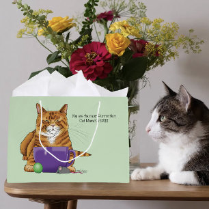 Adorable Orange Tabby Green Mother’s Day Purple Large Gift Bag