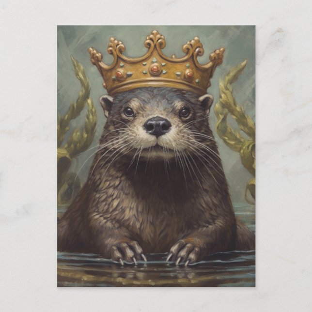 Adorable Otter in a Crown Postcard (Front)
