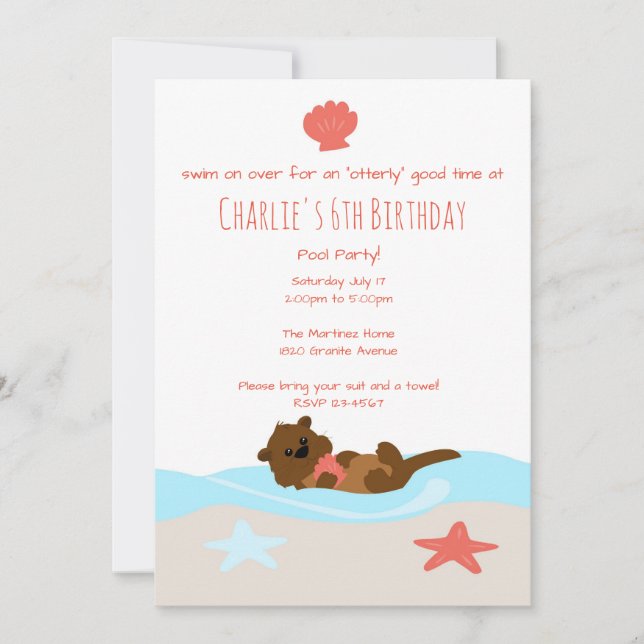 Adorable Otter Party Invitation (Front)