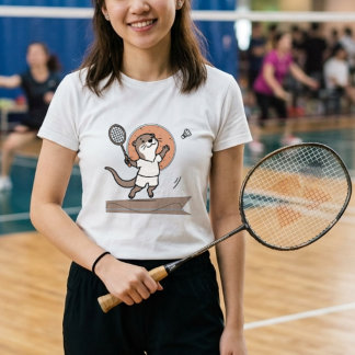 Adorable Otter Playing Badminton Tri-Blend Shirt