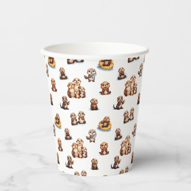 Adorable Otters! Paper Cups (Front)