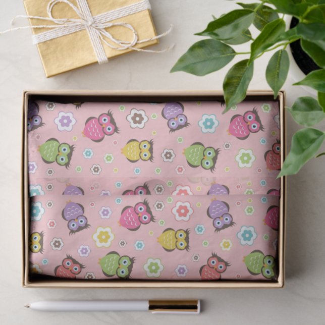 Adorable Owl and Floral Design Tissue Paper (Gift)
