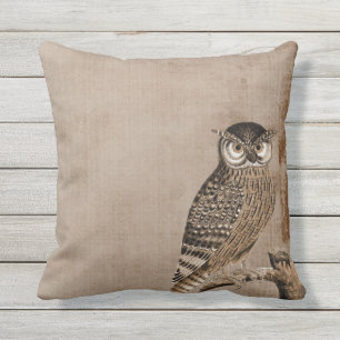 Adorable Owl on Tree Branch Cushion