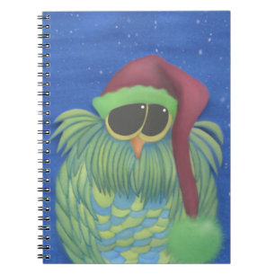 Adorable Owl with Santa Hat Notebook