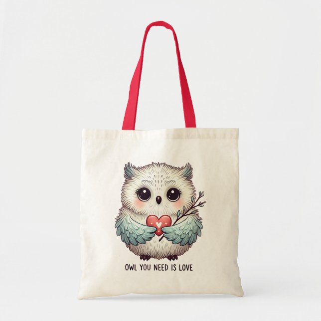 Adorable Owl You Need Is Love Tote Bag (Front)