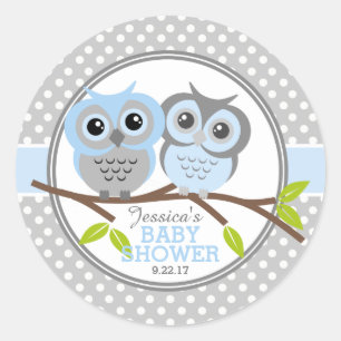 Adorable Owls Baby Shower Classic Round Sticker