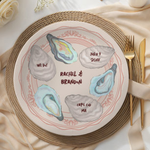 Adorable Oyster Roast Plate, Coastal Wedding Paper Plate