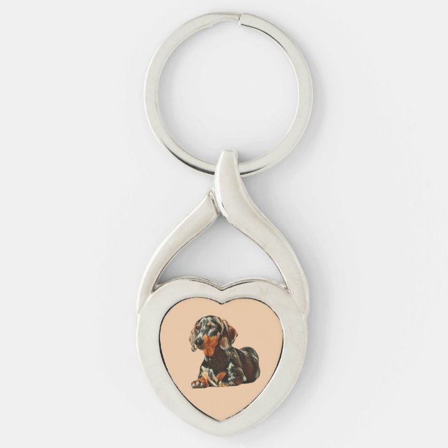 Adorable Painted Dachshund Key Chain (Front)