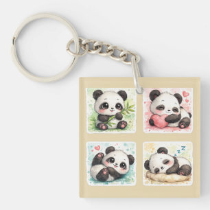 Adorable Panda Acrylic Keychanis Aesthetic Key Ring