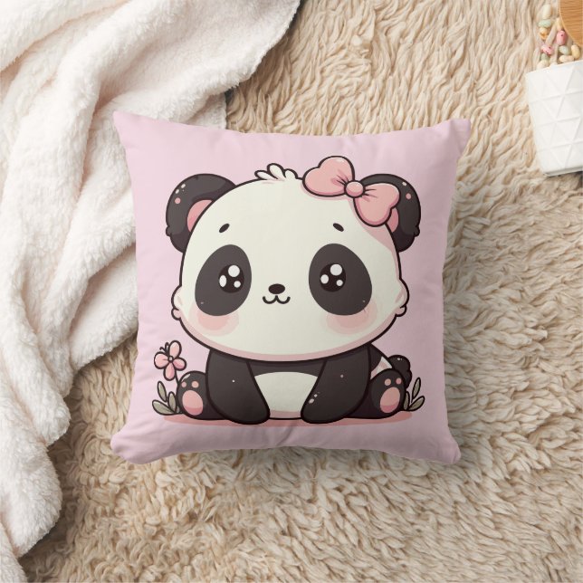 Adorable panda baby pillow pink (Blanket)
