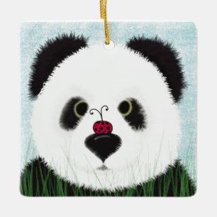 Adorable Panda Bear Ceramic Ornament