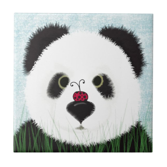 Adorable Panda Bear Ceramic Tile (Front)