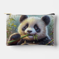 Adorable Panda Bear Eating Bamboo