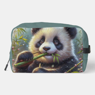 Adorable Panda Bear Eating Bamboo Dopp Kit