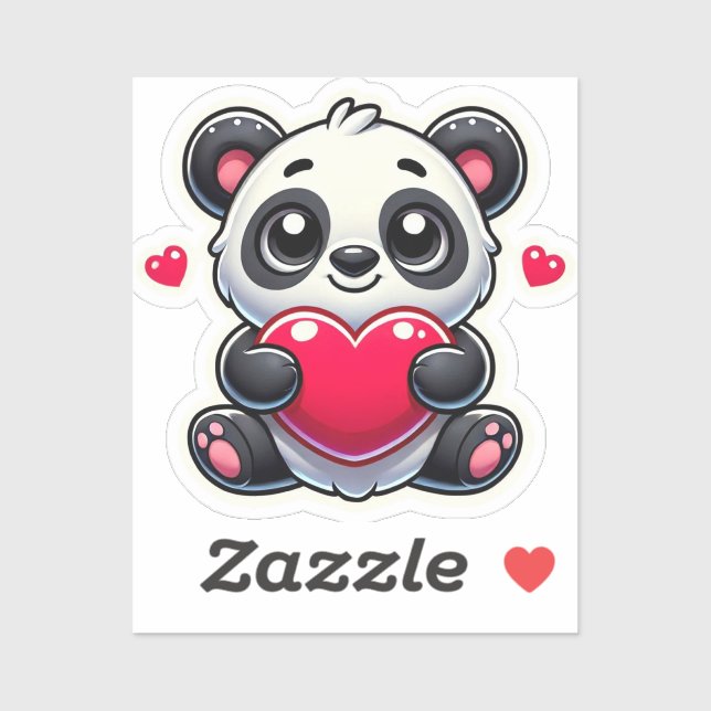 Adorable Panda Cartoon Heart Design (Sheet)