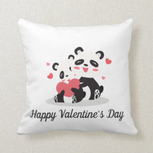 Adorable Panda Couple Valentine   Throw Pillow