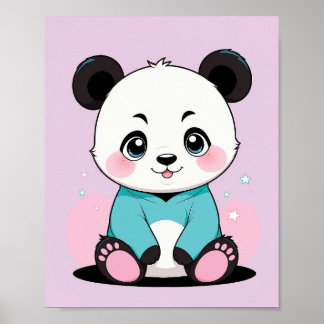 Adorable Panda in Hoodie - Cute Nursery Wall Art