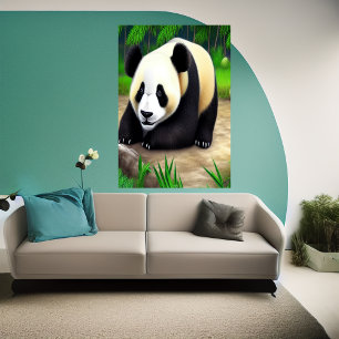 Adorable Panda in the forest AI Art Poster