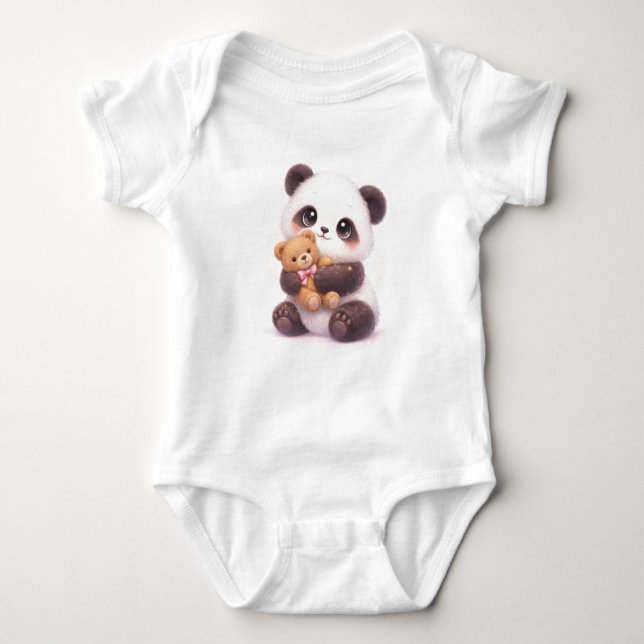 Adorable Panda Infant Outfit Baby Bodysuit (Front)