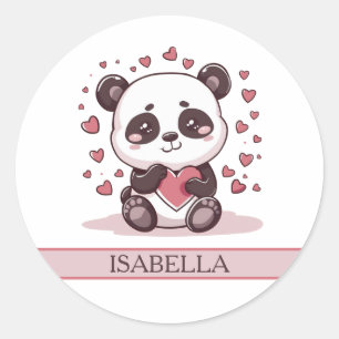 Adorable Panda Love - Personalised Classic Round Sticker