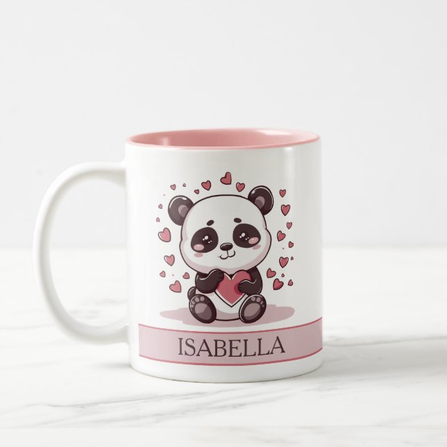 Adorable Panda Love - Personalised Two-Tone Coffee Mug (Left)