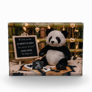 Adorable Panda Plushie Pregnancy Announcement Photo Block