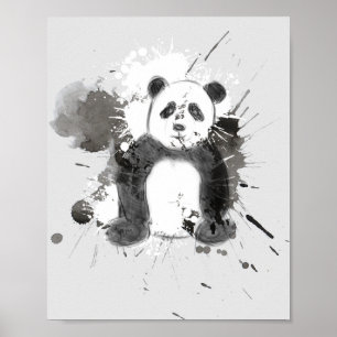 Adorable panda sketch poster