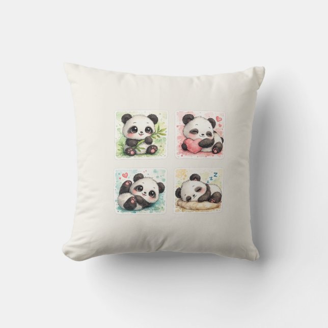 Adorable Panda Throw Pillow (Front)