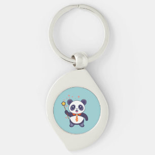 adorable panda wearing orange-yellow tie key ring
