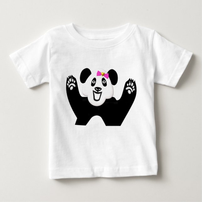 Adorable Panda with Pink Bow Baby T-Shirt (Front)