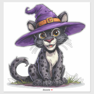 Adorable Panther Wearing a Witch Hat