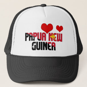 Adorable Papua New Guinea Flag Hearts Patriotic Trucker Hat