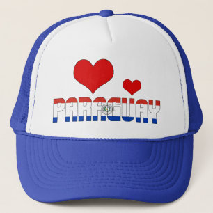 Adorable Paraguay Flag Hearts Patriotic Trucker Hat