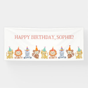 Adorable Party Animals Safari Birthday  Banner