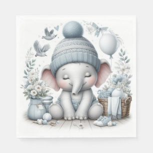ADORABLE PASTEL BABY BLUE BOY ELEPHANT NAPKIN