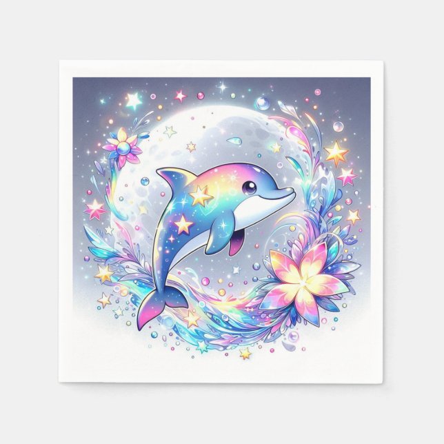Adorable Pastel Dolphin Baby Shower Napkin (Front)