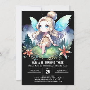 Adorable Pastel Fairy Birthday Invitation
