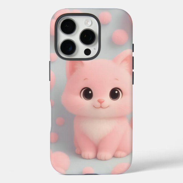 Adorable Pastel Kitty Case for iPhone 16 pro (Back)