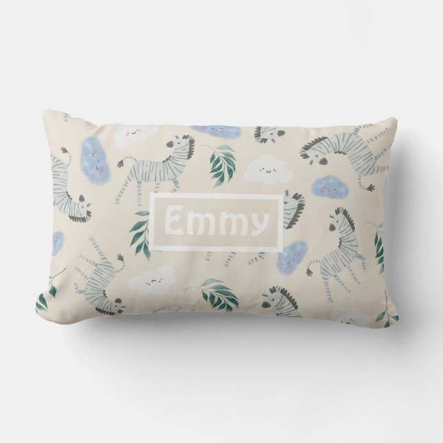 Adorable pastel safari monogrammed nursery pink    lumbar cushion (Front)