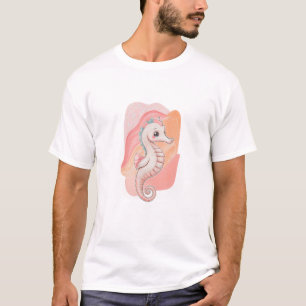 Adorable Pastel Seahorse Illustration T-Shirt