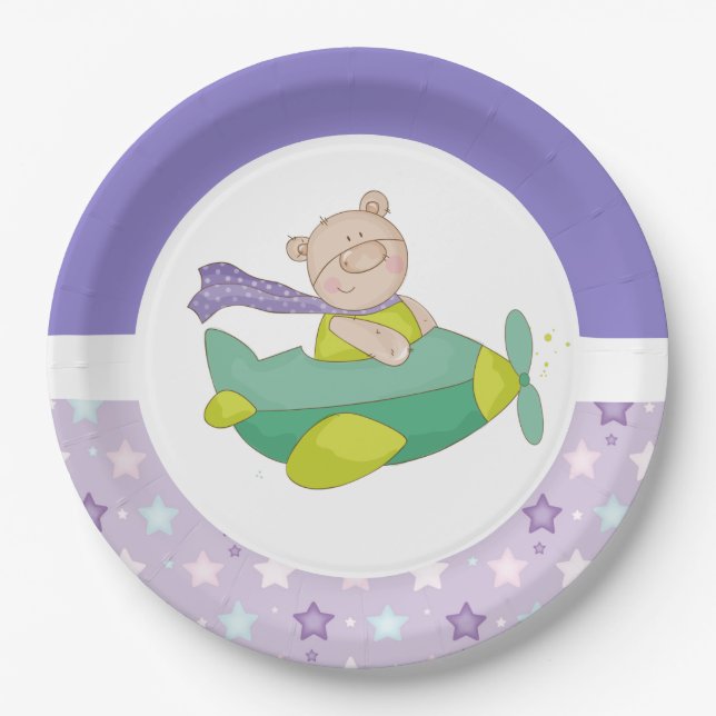 Adorable Pastel Teddy Bear Paper Plates  (Front)