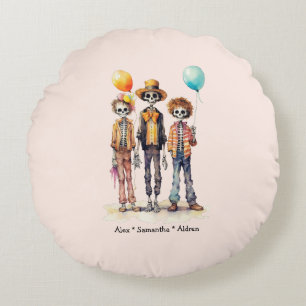 Adorable Pastel Zombie Trio - Cute Halloween (2) Round Cushion
